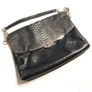 COACH Madison Black Python / Leather Shoulder Bag